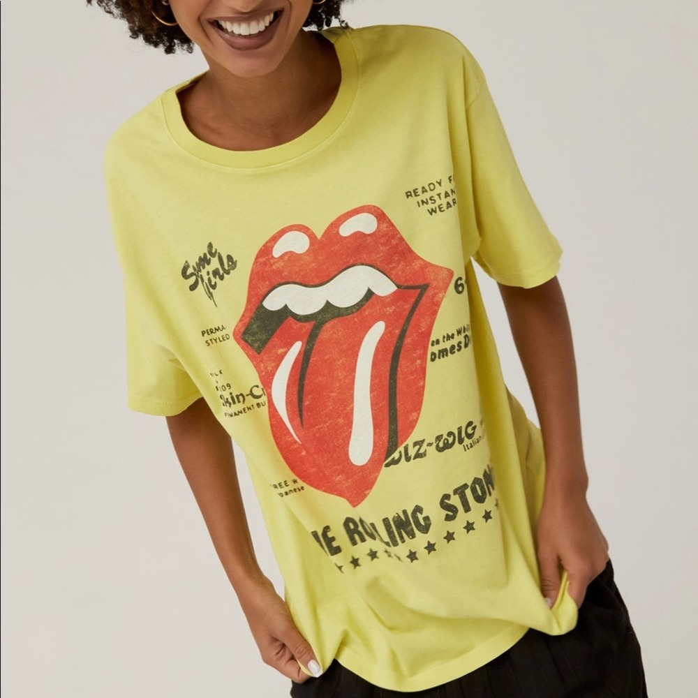 DAYDREAMER NWOT Rolling Stones 1978 Boyfriend Band Tee Oversized Neon XS
